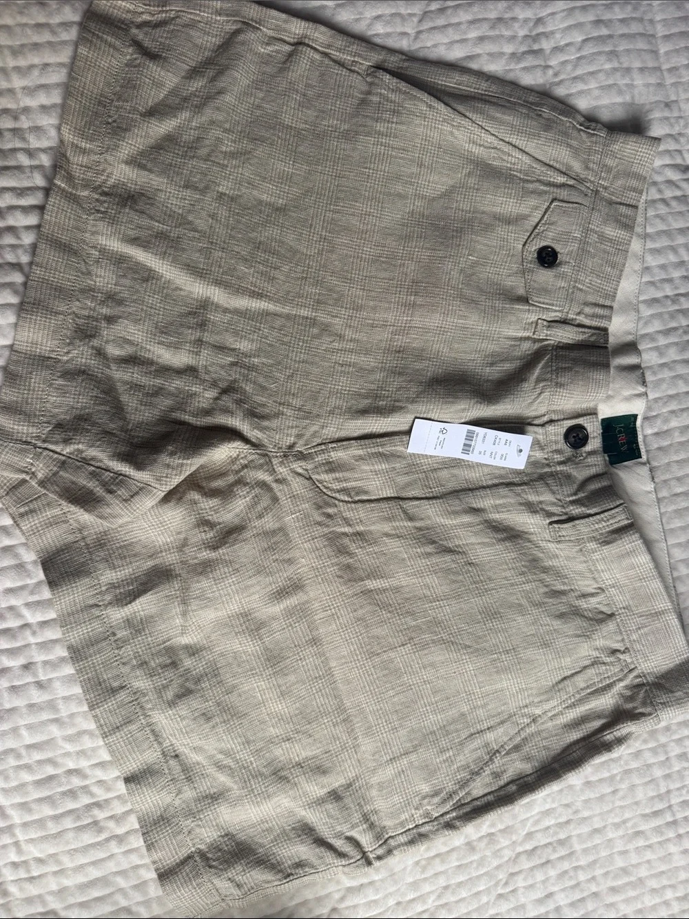 J. Crew Men's Plaid Flat-Front Shorts in Light Khaki